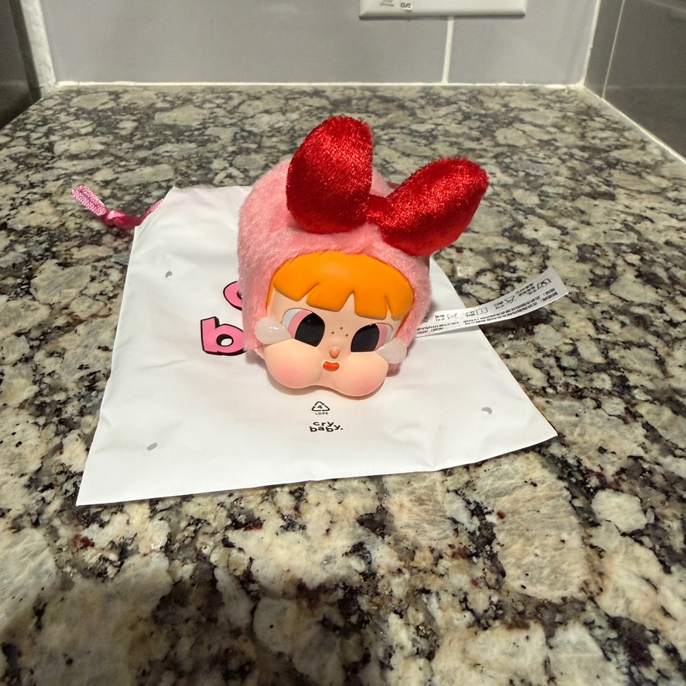 Pop Mart Power Puff Girl Blossom Keychain - Pink with Red Bow
